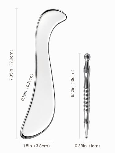 Rena Chris Stainless Steel Muscle Scraper Tool and Acupressure Pen 2-Pieces