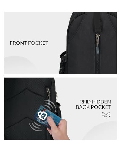 WATERFLY RFID Sling Backpack Crossbody Sling Bag Travel Hiking Daypack - color: Rfid-black