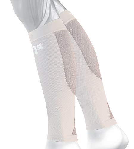 OS1st Calf Compression Sleeves for Men & Women relieves shin splints, leg fatigue and reduces recovery time - color: White, size: Medium