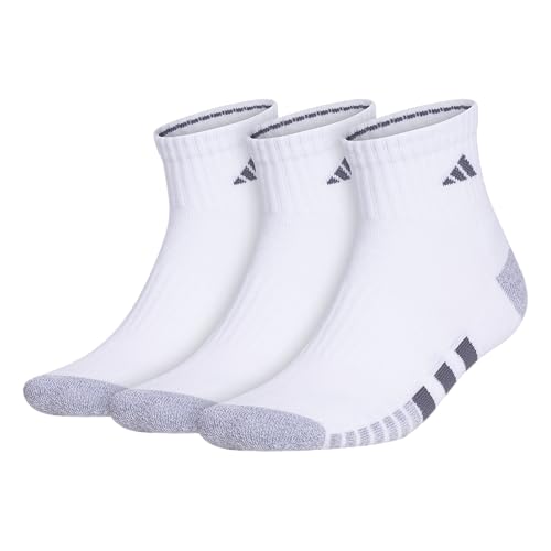 adidas Men's Cushioned Socks 3 Pairs - color: White/Grey/Onix Grey/3.0/Quarter, size: Large, style: Quarter