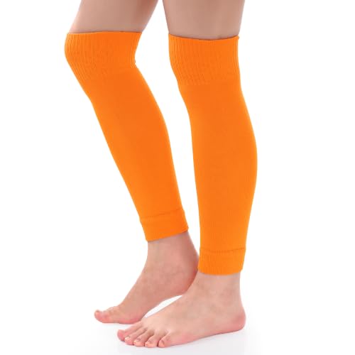 phnydreg 3 Pairs Leg Sleeve Shin Pre Cut Socks for Kids Youth Men Women Soccer Running Cycling - color: Orange
