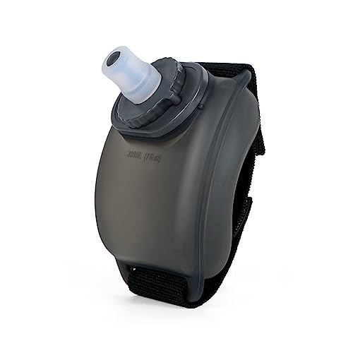2PCS Wrist Water Bottle, Wearable HandsFree Silicone 7 Oz Running Water Bottle, Sports Portable Fitness Cycling Marathon Rock Climbing Cycling Sports Cup (black) - color: Semi transparent black