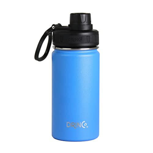Drinco Stainless Steel Water Bottle Spout Lid Vacuum Insulated Double Wall Water Bottle Wide Mouth Leak Proof Keep Cold Sport Camping Hiking (14oz Royal Blue) - color: 14oz Royal Blue