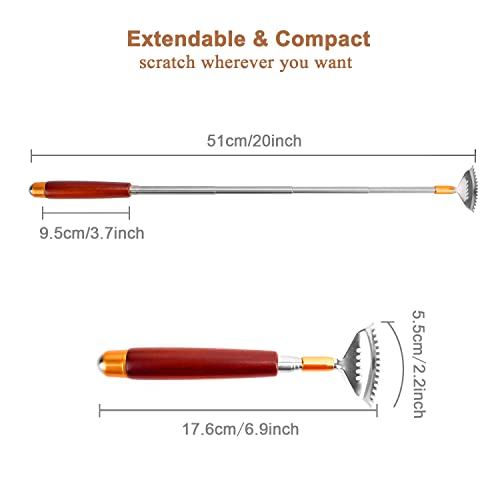 Back Scratcher for Women Men Extendable with Massage Roller - color: Dark Red