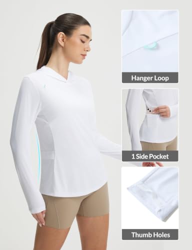 baleaf Women's Sun Shirts Mesh Back Long Sleeve Tops - color: White, size: Large