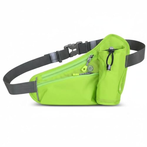Running Waist Pack with Water Bottle Holder, Adjustable Belt - color: Green