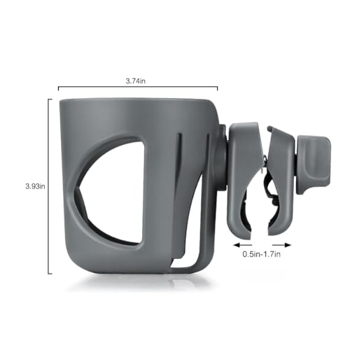 Accmor Stroller Cup Holder, Universal Cup Holder for Walker Wheelchair Bike Scooter, 360° Rotatable Stroller Cup Holder Attachment Walker Wheelchair Accessory - color: All Grey