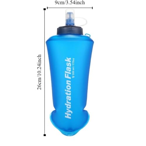 Foldable TPU Water Bottles – Leak-Proof Sports Flask for Running Cycling Hiking, Portable Collapsible Hydration Reservoir with Protective Cap(Blue)