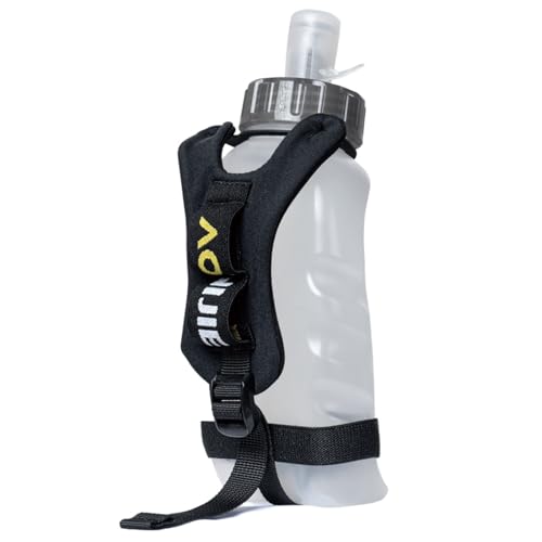 TRIWONDER Running Water Bottle Handheld Plastic Flask Hydration Vest Packs Waist Belt Replacement for Runners Marathon Cycling Hiking - color: 02 Water Bottle with Strap - 420ml/14.2oz - 1 Pack