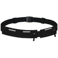 Running Belt Waist Pack, Orange, Dual Zippered Pockets, Adjustable Elastic Band with Reflective Strips (Black) - color: Black