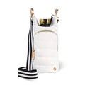 WanderFull Original HydroBag Crossbody Water Bottle Holder with Phone Pocket, Fits Water Bottles up to 32 oz - color: Black & White Strap
