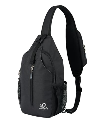 WATERFLY RFID Sling Backpack Crossbody Sling Bag Travel Hiking Daypack - color: Rfid-black