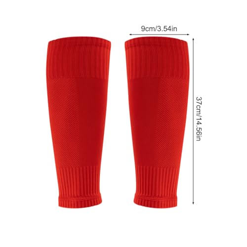 4 Pairs Leg Sleeves for Soccer, Shin Guard Sleeves Accompany Grip Socks, Youth Adults - color: Red