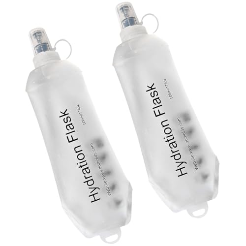 WILDREEDS 500ml Soft Flask, TPU Collapsible Soft Water Bottle for Hydration Pack, Running Vest, Folding Water Bottle for Hiking Cycling Climbing-2Pcs, White - color: 2pcs, 500ml White