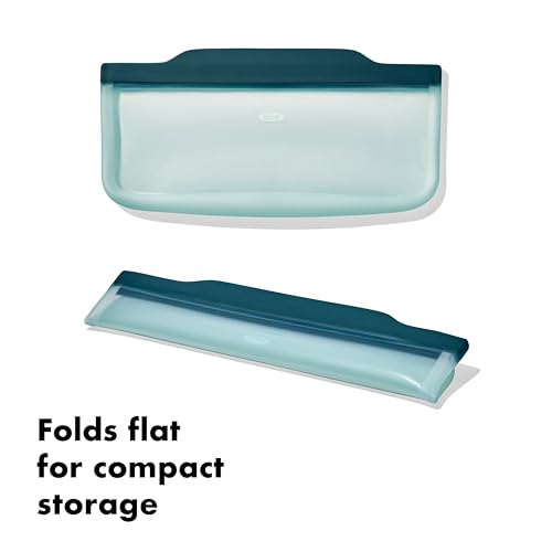 OXO Good Grips Silicone Reusable Bag - Slim Bag (30 oz), Lagoon - color: Lagoon, size: Slim (30 oz)