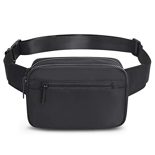 Fanny Packs for Women Men, Fashion Waist Pack Crossbody Bags Belt Bag with Adjustable Strap for Running Hiking Travel. - color: Black Oblong