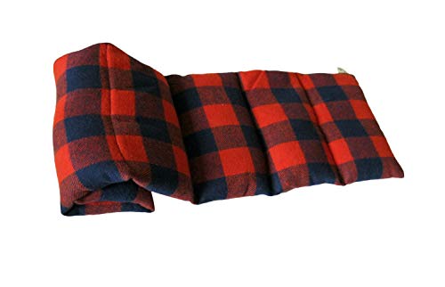 LOVEwrap Neck & Shoulder Wrap - Microwavable Unscented Heat Pad - 6 x 24 - Flax Seed Weighted Hot Cold Therapy Soothes Muscles Pain Relief Heated Relaxation Warming - Flannel Check Plaid red Black - color: Cozy