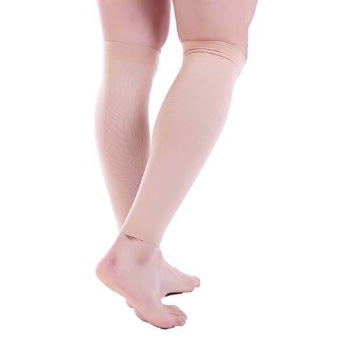 Doc Miller Compression Calf Sleeve for Men & Women, 20-30mmHg - color: Skin/Nude, size: X-Large REGULAR