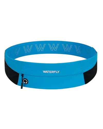 WATERFLY Running Belt Fanny Pack: Slim Lightweight Waist Bag for Runners - color: Blue