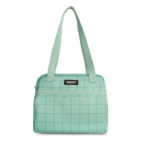 PackIt Freezable Hampton Lunch Bag, Sports Grid Sage - color: Sports Grid Sage