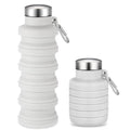 Baderke Collapsible Water Bottle 17oz Silicone with Buckle, Gray White - color: Gray White