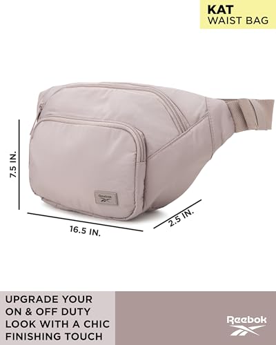 Reebok Belt Bag Fanny Pack for Women & Men, Adjustable Crossbody - color: Kat Latte