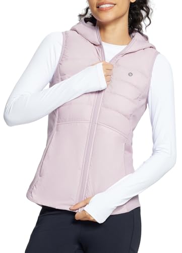baleaf Women's Winter Running Vest Fleece Hooded Jacket Warm Slim fit - color: Light Purple, size: X-Large
