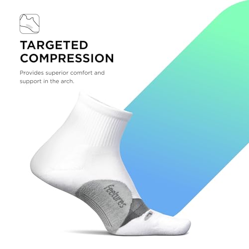 Feetures Elite Light Cushion Quarter Sock - color: New White (1 Pair ), size: Small
