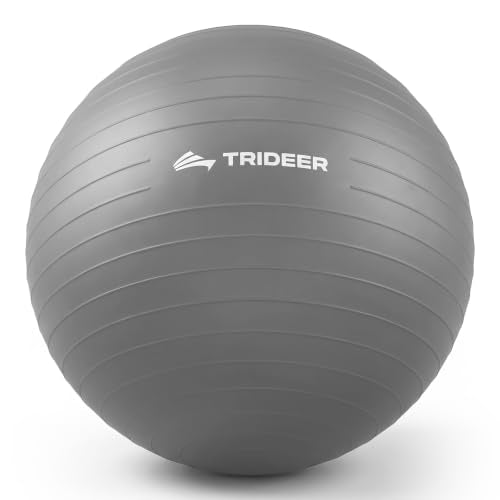 Trideer Yoga Ball for Exercise, Pregnancy, Active Sitting, 55/65/75cm - color: Silver gray, size: L(23-26ines/58-65cm)