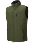 33,000ft Men's Lightweight Softshell Golf Vest Outerwear Zip Up Fleece - color: Army Green, size: Medium