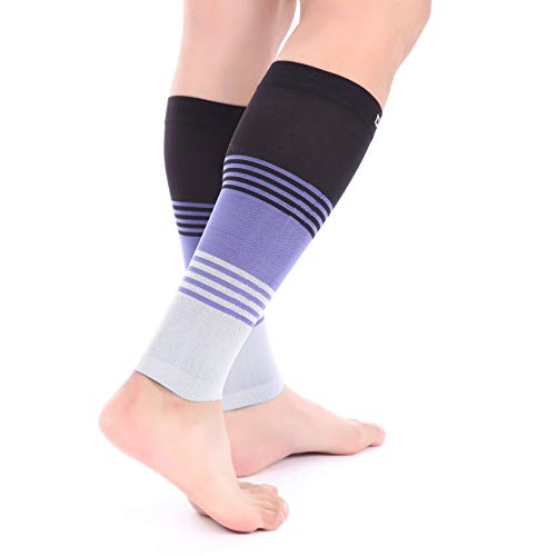 Doc Miller Calf Compression Sleeve 20-30 mmHg for Men & Women, 1 Pair - color: Black.Purple.Gray, size: Small