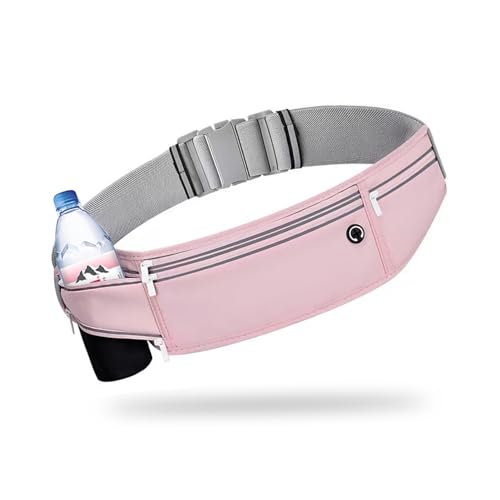 Slim Running Belt for Women Men,Runners Fanny Pack Phone Holder,Money Belt,Running Gear Accessories,with 3 Pockets (Jet Pink) - color: Jet Pink
