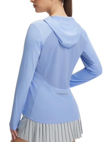 baleaf Women's Sun Shirts Mesh Back Long Sleeve Tops - color: Light Blue, size: Medium