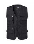 PASOK Men's Work Fishing Vests Lightweight Safari Travel Hunting Waistcoat With Multi-Pockets - color: Black, size: 3X-Large