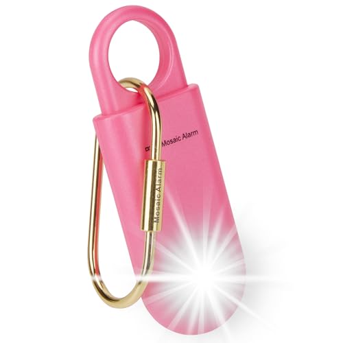 130db Personal Safety Alarm with Ultra Bright Strobe Light. Hot Pink - color: Hot Pink, style: Button cell