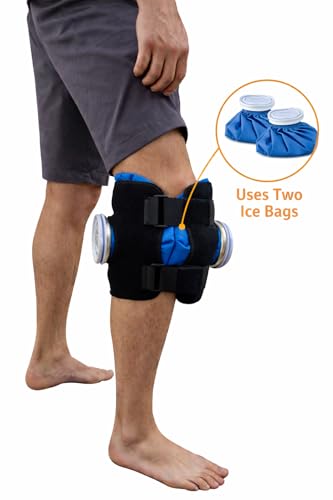 ProSeries Double Knee Ice Pack System - Wrap Around Entire Knee - Perfect for Before & After Knee Surgery - ACL, PCL, MCL - Perfect Cold Therapy for Knee Pain Relief - Cold Compression Ice Wrap