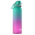 Opard Zip 32oz Plastic Water Bottle Dishwasher Safe, Leakproof Flip-Top Lid, BPA Free Tritan, Wide Mouth Reusable Sports Water Bottle for Gym Hiking Commuting Outdoor Travel and School - color: Bubblegum Cyan Pink, style: 32 Ounces