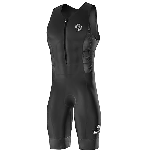 SLS3 Triathlon Suit Men - Solid Black AG Sleeveless Tri Suit for Men - Lightweight Mens Trisuit, Intelligent Race Apparel