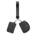 Keychain Wallet Mini Zip Around Wristlet Wallets for Women Detachable Dual Pouch Wristlet Portable Coin Purse Small Wallets - color: Leopard Black