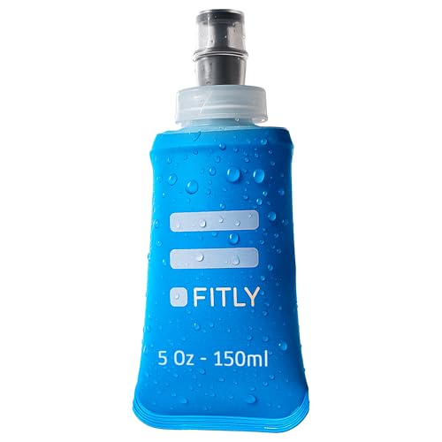 FITLY Soft Flask Running Water Bottle - Collapsible Hydration Flask - color: Blue, size: 5 Ounces