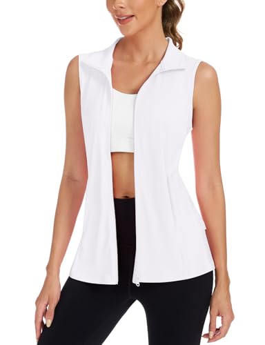 LURANEE Women's Golf Vest Athletic Top with Peplum Hem & Deep Pockets - color: White, size: Small