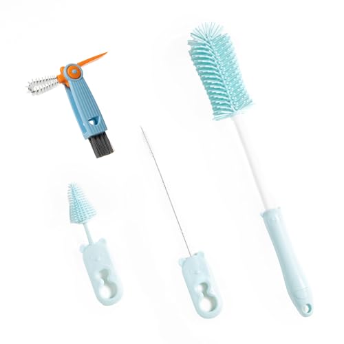 Silicone Bottle Cleaner Brush,13.4in Long Handle Water Cup Bottles Cleaner - style: Straight, Blue