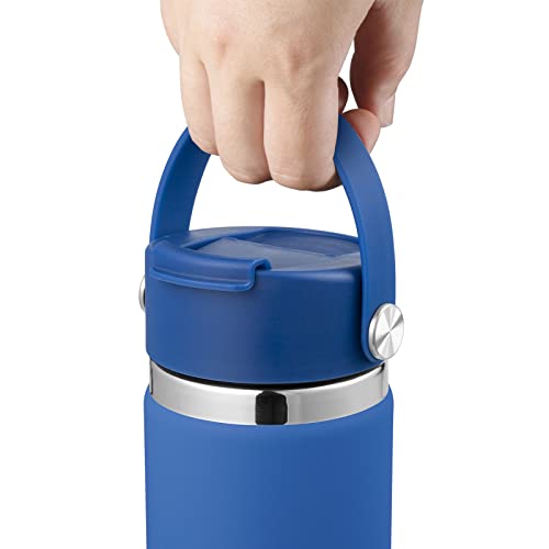 FLORAPELL Lid Compatible with Hydro Flask 12 16 18 20 32 40 OZ Wide Mouth, Flip Lid Replacement Lids with Flex Strap Handle, Leak-Proof Flask Cap for Hydro Flask Coffee Mug - color: Cobalt
