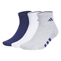 adidas Men's Cushioned Socks 3 Pairs - color: Dark Blue/White/Cool Light Heather/4.0/Quarter, size: X-Large, style: Quarter