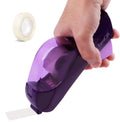 One-Handed Tape Dispenser Gun - Automatic Cutter for Gift Wrapping, Office & Crafts - Portable, Safe Hidden Blade, No Batteries - Fits 1/2" to 3/4" Tape (Include 1 Roll, Purple) - color: Purple