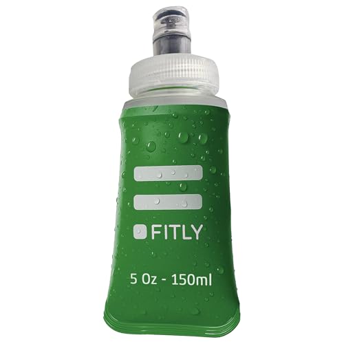 FITLY Soft Flask Running Water Bottle - Collapsible Hydration Flask - color: Forest Green, size: 5 Ounces