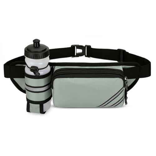 Fanny Pack with Water Bottle Holder for Men Women – Large Hiking Fanny Pack with Adjustable Strap Belt for Cycling Hiking Dog Walking Outdoor, Water Resistant Pack Gray(Bottle Not Included) - color: Grey
