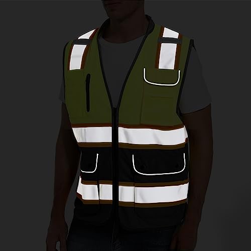 ArcRidge Reflective Safety Vest for Men and Women - High Visibility Construction Vest - Dual Tone Reflective Strips - color: Yellow-black, size: XX-Large