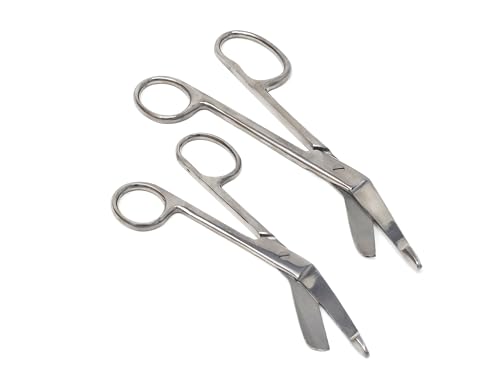 Set of 2 pcs One Large Ring Bandage Scissors 5.5" + 7.25", Stainless Steel For Vet Tech Nurse Made of Premium Quality Stainless Steel (Silver) - color: Silver