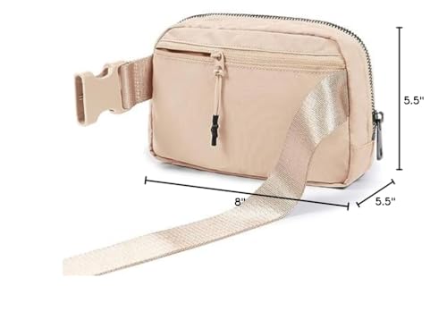 ODODOS Unisex Mini Belt Bag with Adjustable Strap Small Fanny Pack for Workout Running Traveling Hiking, Irish Cream - color: Irish Cream